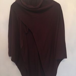 Elizabeth and James Dark Brown Draped Poncho Sweater